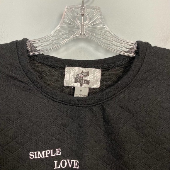 BROOME Allen Black Quilted Simple Love Life Quote Sweatshirt Juniors' Size M - Picture 9 of 12